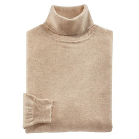 Pull cachemire col roulé, Couleur : Beige, Tour de poitrine : L (106/110), par l’Homme Moderne.