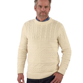 Pull laine vierge, Tour de poitrine : M (96/100), Couleur : Écru, par l’Homme Moderne.