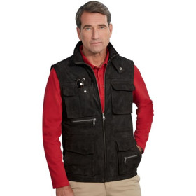 Gilet reporter cuir, Tour de poitrine : M (96/100), Couleur : Marron, par l’Homme Moderne.