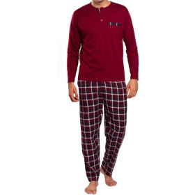 Pyjama coton scotish, Tour de poitrine : 4XL (136/140), Couleur : Bordeaux, par l’Homme Moderne.