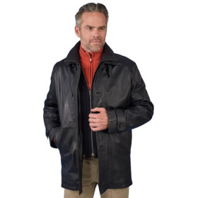 Trench cuir tous temps, Taille : 52, Couleur : Noir, par l’Homme Moderne.