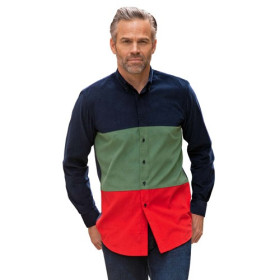 Chemise patchwork velours, Encolure : 39/40, Couleur : Rouge/Vert/Marine, par l’Homme Moderne.