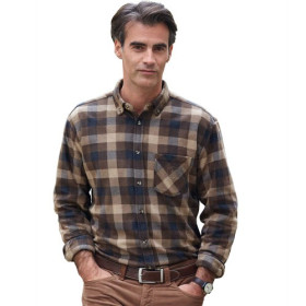 Chemise micropolaire «trappeur», Tour de poitrine : L (104/108), Couleur : Bleu/Marron, par l’Homme Moderne.