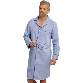 Chemise de nuit Prince-de-Galles, Tour de poitrine : M (96/100), Couleur : Bleu, par l’Homme Moderne.