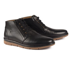 Chaussures montantes double zip, Pointure : 40, Couleur : Noir, par l’Homme Moderne.