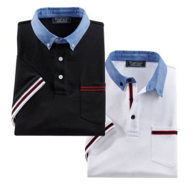 Polos Black & White, Couleur : Blanc/Noir, Tour de poitrine : 5XL (144/148), par l’Homme Moderne.