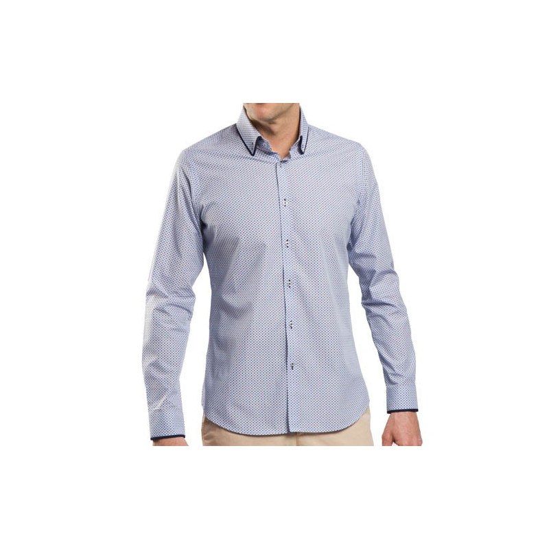 Chemise été Fashion-Class micro-losanges 