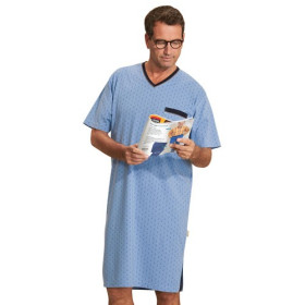 Chemise de nuit Clim-activ, Tour de poitrine : L (104/108), Couleur : Bleu, par l’Homme Moderne.