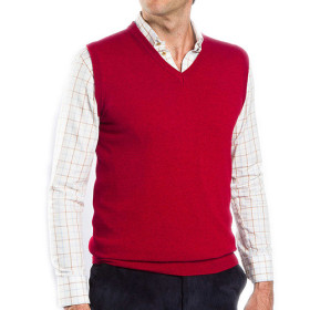 Pull sans manches Laine & Cachemire, Tour de poitrine : M (96/100), Couleur : Bordeaux, par l’Homme Moderne.