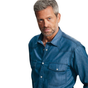 Chemise denim, Encolure : M (39/40), Couleur : Bleu, par l’Homme Moderne.