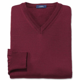 Pull col V mérinos Pierre Clarence®, Tour de poitrine : L (104/108), Couleur : Bordeaux, par l’Homme Moderne.