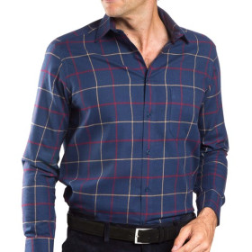 Chemise carreaux marine, Encolure : L (41/42), Couleur : Marine, par l’Homme Moderne.