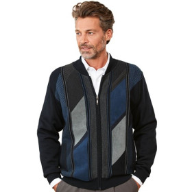 Gilet Mérino & Alcantara®, Tour de poitrine : M (96/100), Couleur : Bleu/Gris, par l’Homme Moderne.