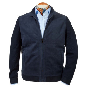 Blouson Micro-Skin® & Maille, Tour de poitrine : M (96/100), Couleur : Marine, par l’Homme Moderne.