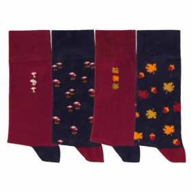 Chaussettes fantaisie d'automne - les 4 paires, Pointure : 39/42, Couleur : Bordeaux/Marine, par l’Homme Moderne.