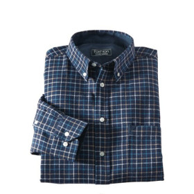 Chemise Flanelle Claridge, Encolure : L (41/42), Couleur : Marine, par l’Homme Moderne.