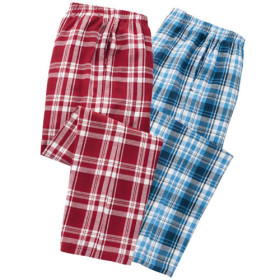 Pantalons flanelle à carreaux - les 2, Taille : L (46/48), Couleur : Bleu/Bordeaux, par l’Homme Moderne.