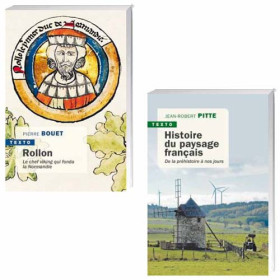 Lot de 2 ouvrages : Rollon, le chef viking qui fonda la Normandie + Histoire du paysage français, de la Préhistoire à nos jours, par l’Homme Moderne.