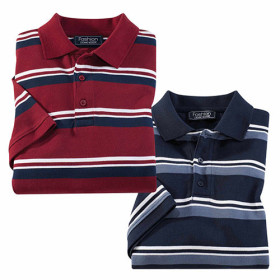 Polos rayures club - les 2, Tour de poitrine : XL (112/116), Couleur : Bordeaux/Marine, par l’Homme Moderne.