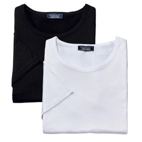 Tee-shirts bambou - les 2, Tour de poitrine : L (104/108), Couleur : Blanc/Noir, par l’Homme Moderne.