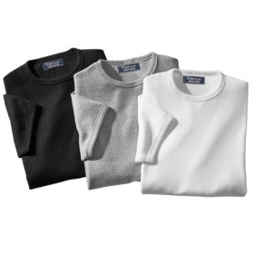 Tee-Shirts Thermiques - les 3, Tour de poitrine : M (96/100), Couleur : Blanc/Gris/Noir, par l’Homme Moderne.