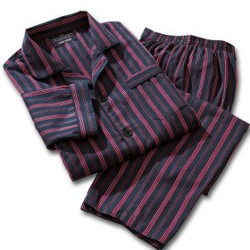 Pyjama Flanelle Rayures Club, Tour de poitrine : XL (112/116), Couleur : Marine/Rouge, par l’Homme Moderne.