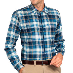 Chemise flanelle zippée, Encolure : 43/44, Couleur : Bleu, par l’Homme Moderne.