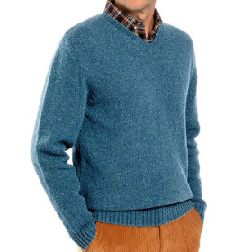 Pull shetland, Tour de poitrine : L (104/108), Couleur : Bleu, par l’Homme Moderne.