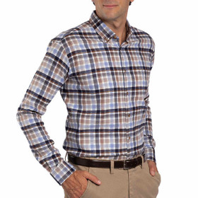 Chemise flanelle "cachemire touch", Encolure : 43/44, Couleur : Bleu, par l’Homme Moderne.