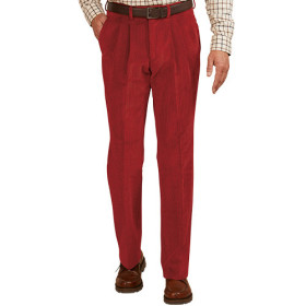 Pantalon velours confort à pinces, Taille : 44, Couleur : Grenat, par l’Homme Moderne.