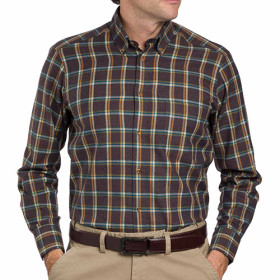 Chemise brown Harryland, Encolure : 41/42, Couleur : Marron, par l’Homme Moderne.