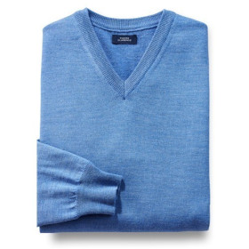 Pull Mérinos Pierre Clarence, Tour de poitrine : M (96/100), Couleur : Bleu, par l’Homme Moderne.