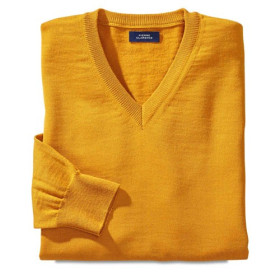 Pull Mérinos Pierre Clarence, Tour de poitrine : 3XL (128/132), Couleur : Ocre, par l’Homme Moderne.