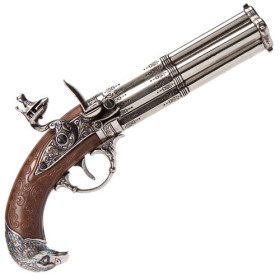 Le pistolet français 4 canons du XVIIIe siècle, par l’Homme Moderne.