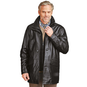 Parka cuir nappa, Tour de poitrine : M (96/100), Couleur : Noir, par l’Homme Moderne.