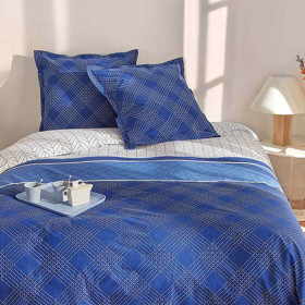 Parure de lit percale indigo, par l’Homme Moderne.