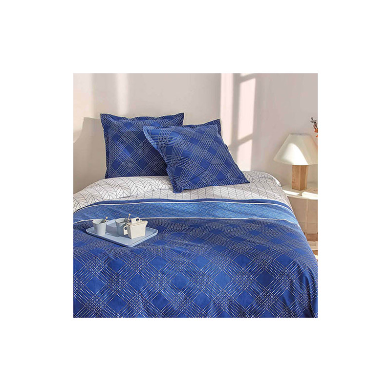 Parure de lit percale indigo