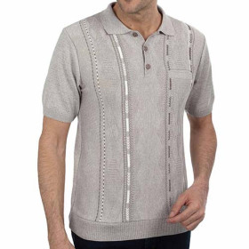 Polo tricot jacquard, Tour de poitrine : M (96/100), Couleur : Sable, par l’Homme Moderne.