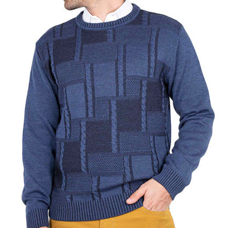 Pull bleu damier