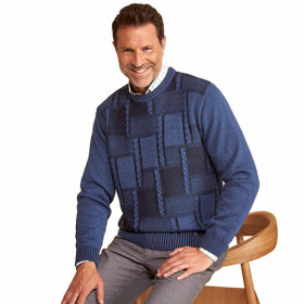 Pull bleu damier, Tour de poitrine : M (96/100), Couleur : Bleu, par l’Homme Moderne.