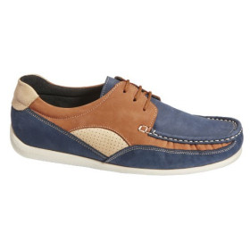 Chaussures «Bateau» Pieds Sensibles, Pointure : 39, Couleur : Marine/Marron, par l’Homme Moderne.