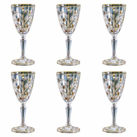 Les 6 verres à vin en cristal doré