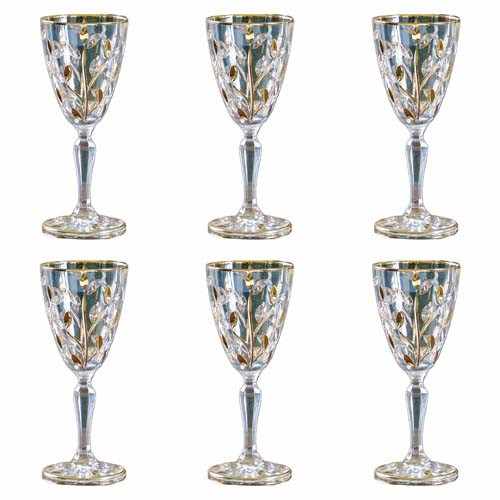 Les 6 verres à vin en cristal doré