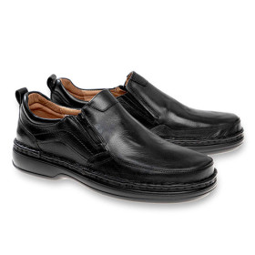 Mocassins cuir flexi-confort, Pointure : 40, Couleur : Noir, par l’Homme Moderne.