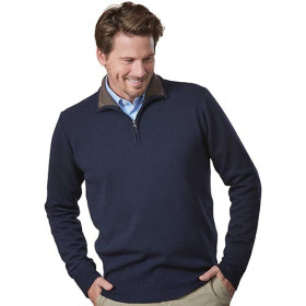 Pull zippé sport-chic, Tour de poitrine : M (96/100), Couleur : Marine, par l’Homme Moderne.