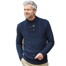 Pull torsades Quimper, Tour de poitrine : M (96/100), Couleur : Marine, par l’Homme Moderne.