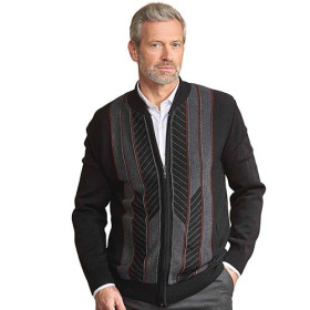 Gilet jacquard zippé, Tour de poitrine : M (96/100), Couleur : Noir, par l’Homme Moderne.