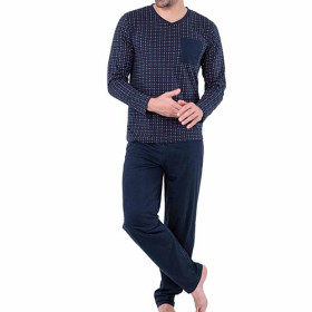 Pyjama jersey coton indigo, Tour de poitrine : L (104/108), Couleur : Marine, par l’Homme Moderne.