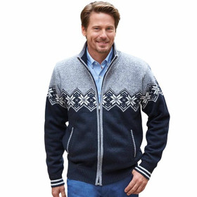 Blouson jacquard polar fleece, Tour de poitrine : M (96/100), Couleur : Marine, par l’Homme Moderne.