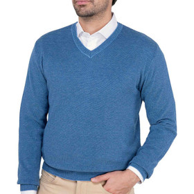 Pull maille Lazio, Tour de poitrine : L (104/108), Couleur : Bleu, par l’Homme Moderne.